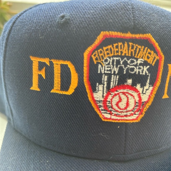 Vintage FDNY Fire Dept NY blue and gold embroidered hat Velcro NWOT - Picture 2 of 7
